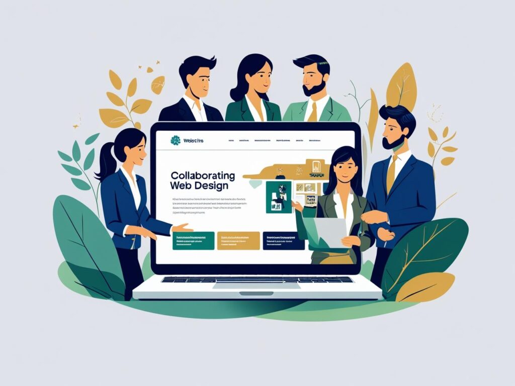 Visual representing Business owners discussing about web development services in uk taillored to their business