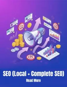 This image represents SEO services for business growth online through visuals of targeted traffic, conversions, and data-driven optimization.